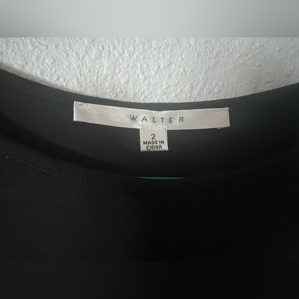 2000s Walter black knit dress with beaded cap sleeves. Size 2. - Picture 3 of 3